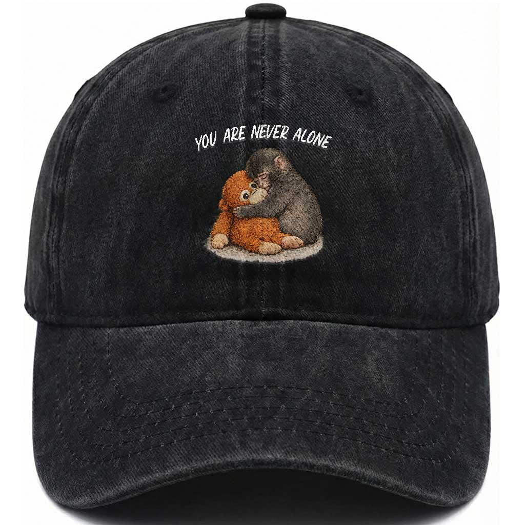 Punch Monkey Washed Cotton Baseball Cap You Are Never Alone Brave