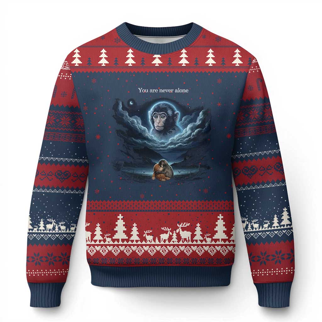 Baby Monkey Punch Ugly Christmas Sweater You Are Never Alone Brave