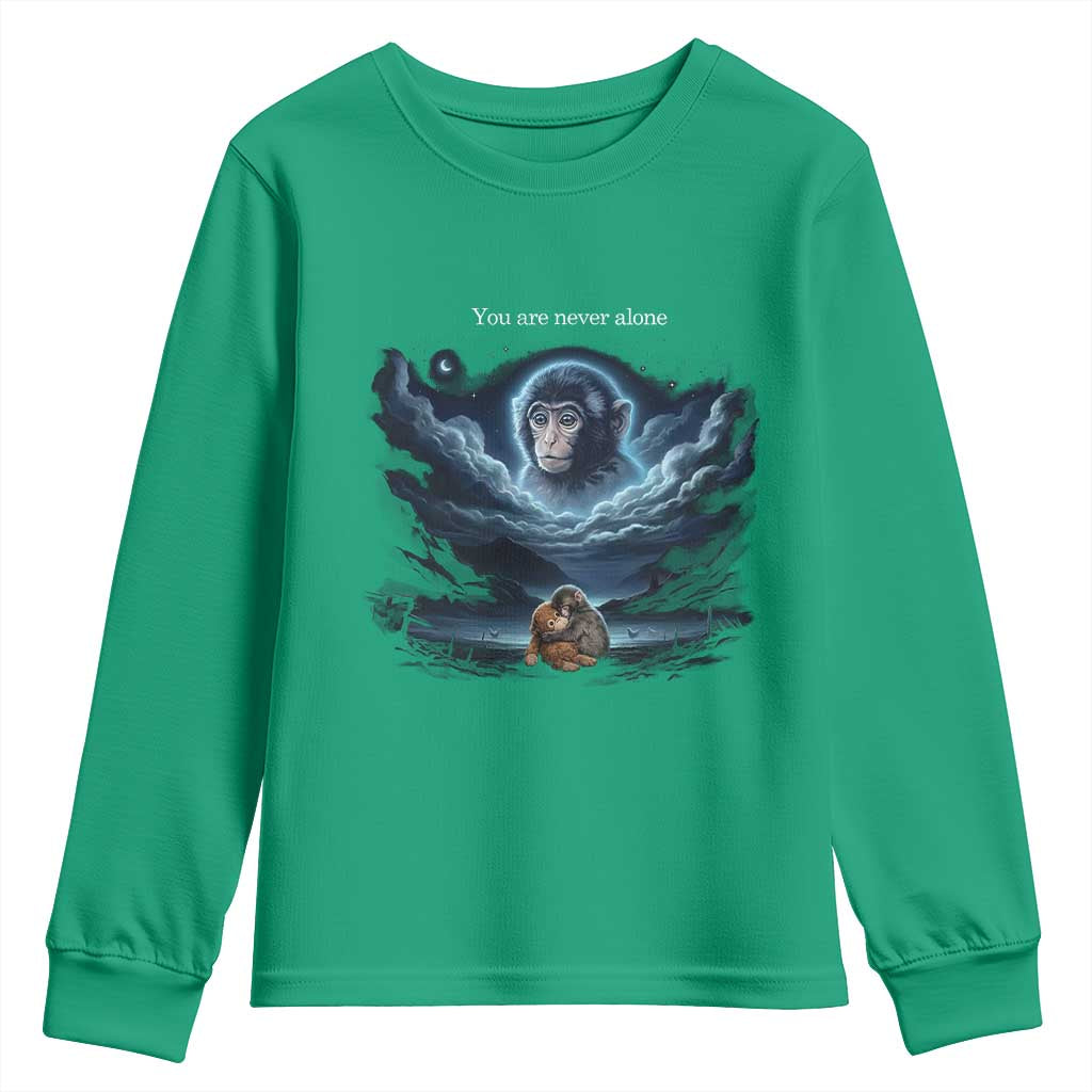 Baby Monkey Punch Youth Sweatshirt You Are Never Alone Brave
