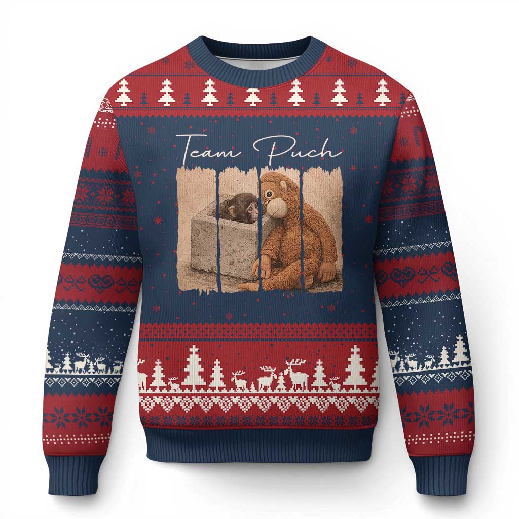 Team Punch Ugly Christmas Sweater Baby Monkey And Plush Toy Viral