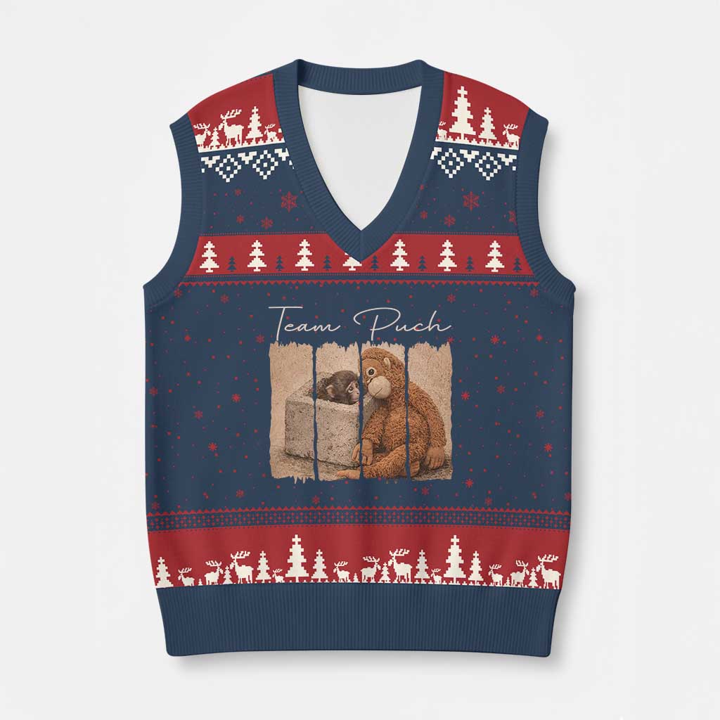 Team Punch V-Neck Knit Sweater Vest Baby Monkey And Plush Toy Viral
