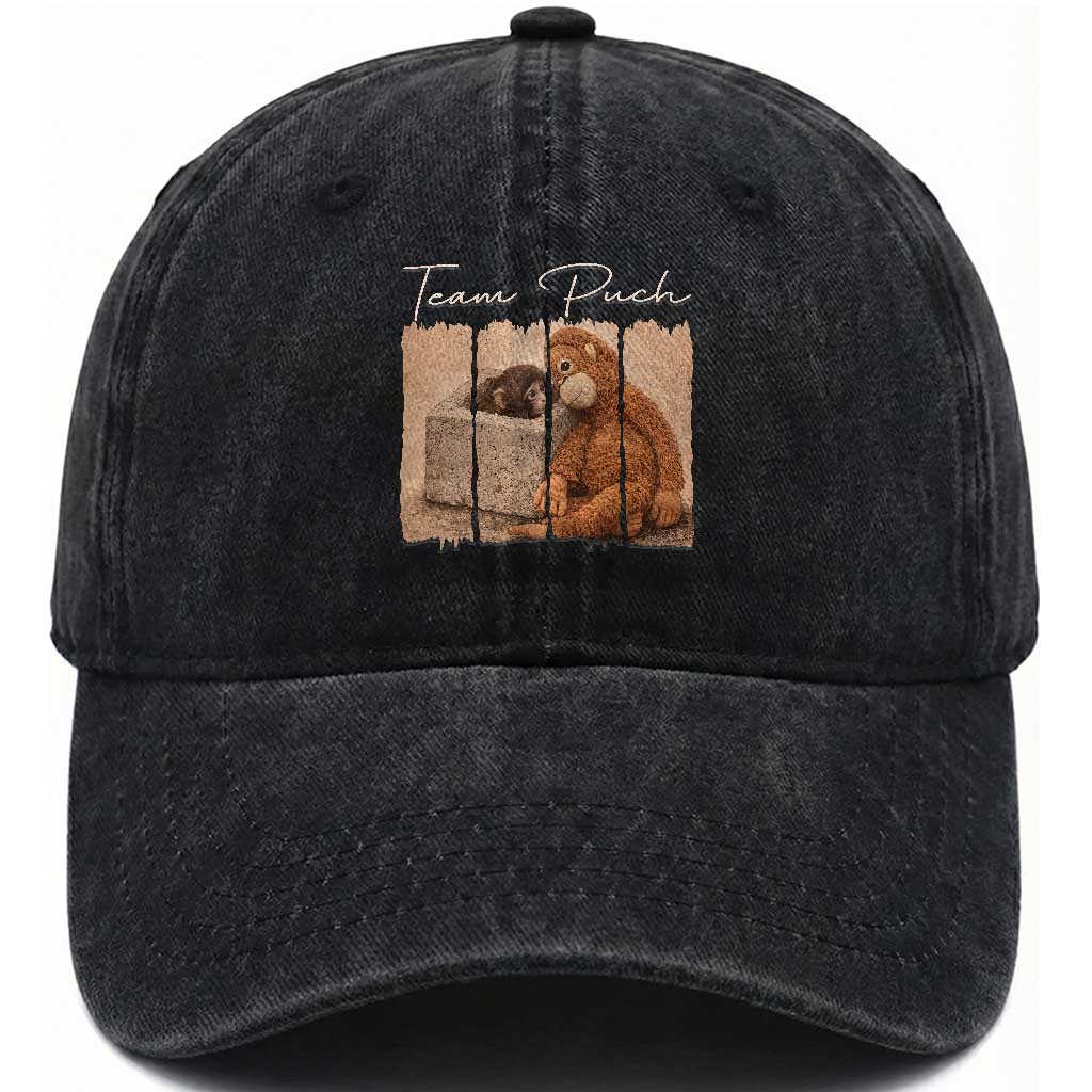 Team Punch Washed Cotton Baseball Cap Baby Monkey And Plush Toy Viral