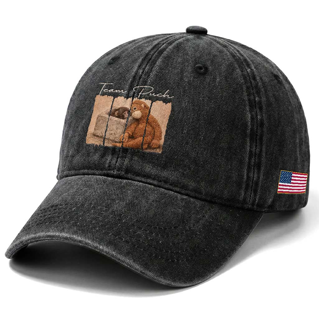 Team Punch Washed Cotton Baseball Cap Baby Monkey And Plush Toy Viral