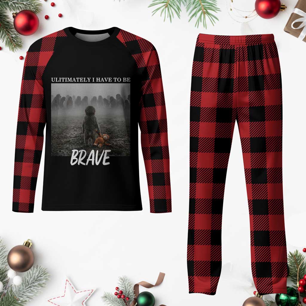 Sad Punch Monkey Plaid Pajama Set Ultimately I Have To Be Brave