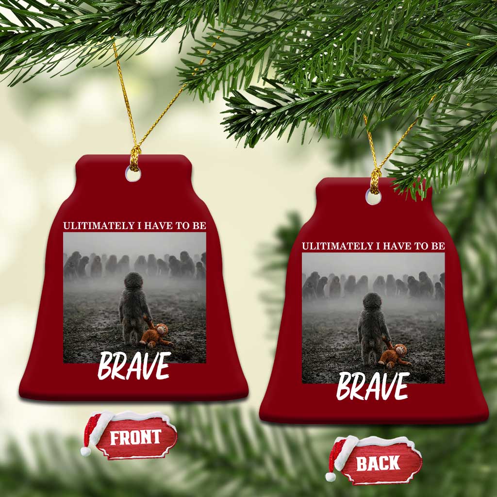 Sad Punch Monkey Ceramic Ornament Ultimately I Have To Be Brave