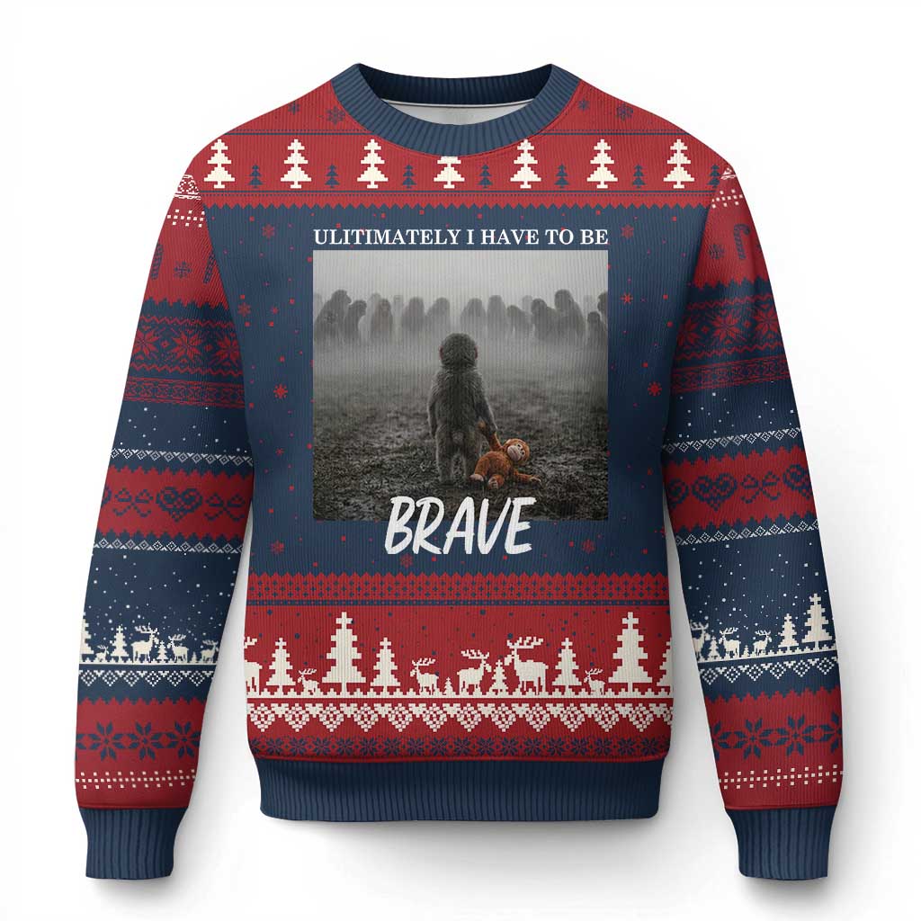 Sad Punch Monkey Ugly Christmas Sweater Ultimately I Have To Be Brave