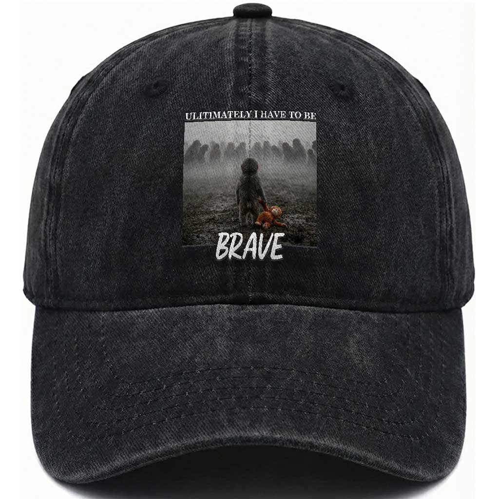 Sad Punch Monkey Washed Cotton Baseball Cap Ultimately I Have To Be Brave
