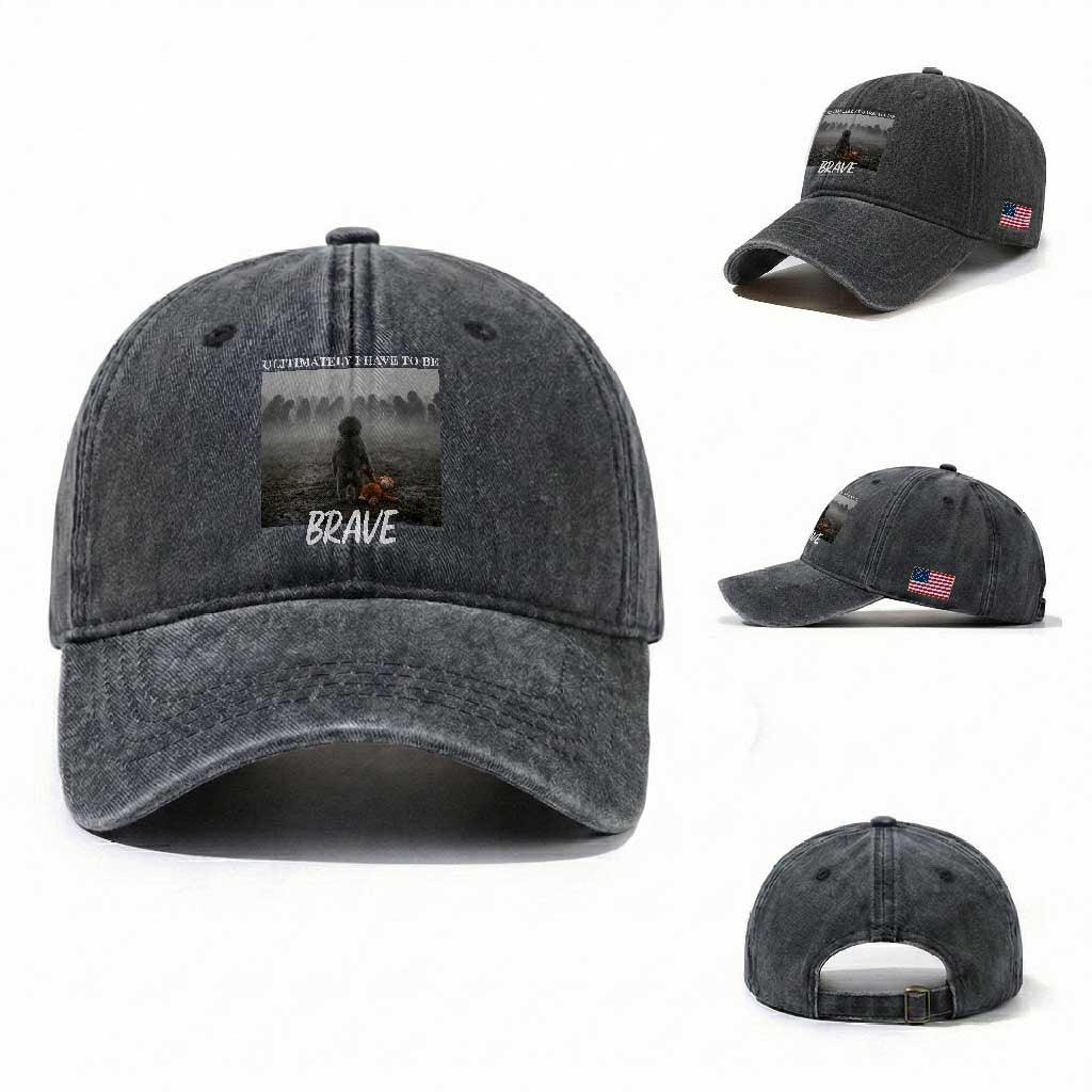 Sad Punch Monkey Washed Cotton Baseball Cap Ultimately I Have To Be Brave