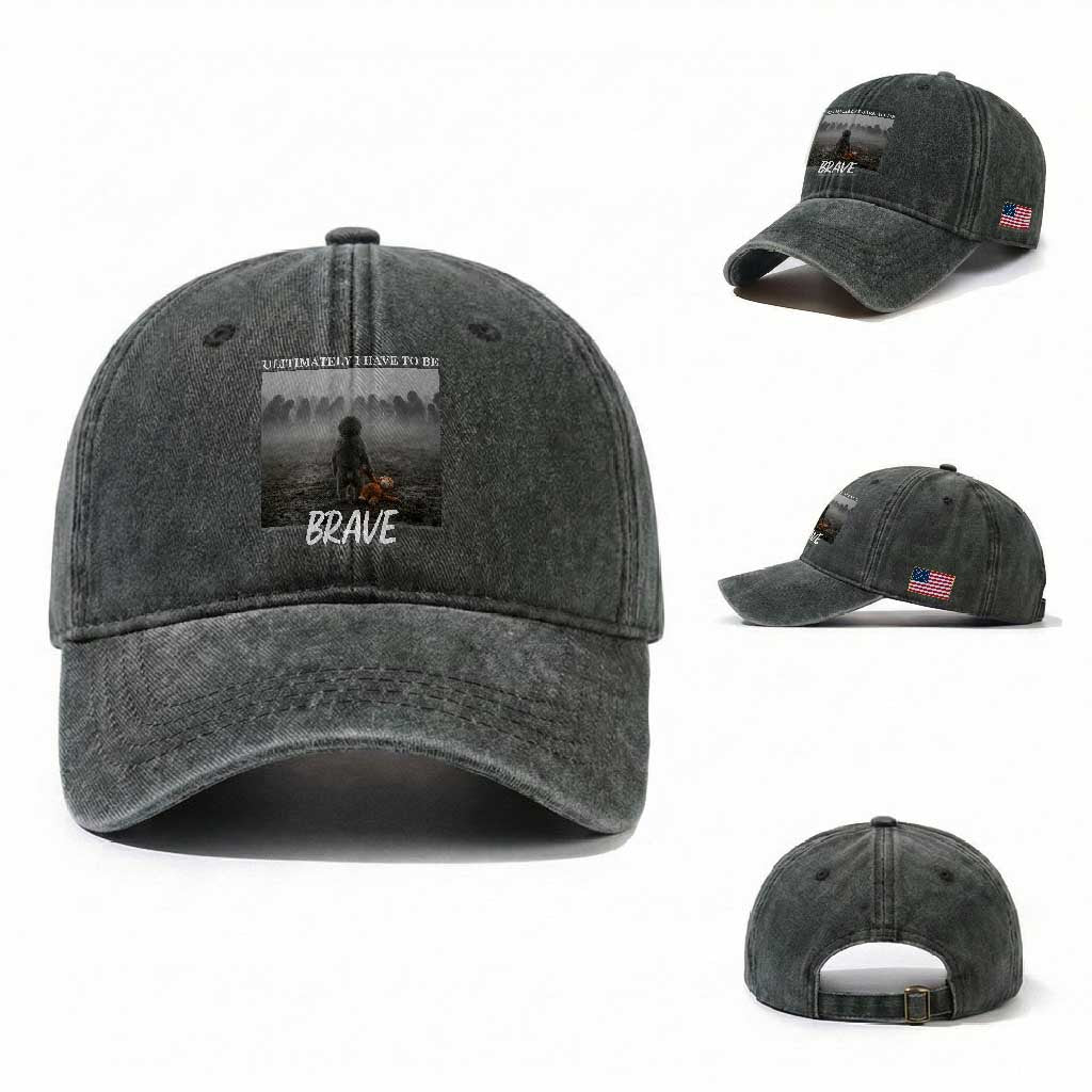 Sad Punch Monkey Washed Cotton Baseball Cap Ultimately I Have To Be Brave
