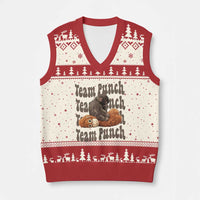 Team Punch Monkey V-Neck Knit Sweater Vest Baby Monkey And Plush Toy Viral