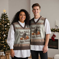 Team Punch Monkey V-Neck Knit Sweater Vest Baby Monkey And Plush Toy Viral
