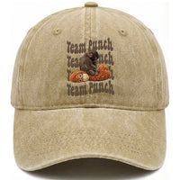 Team Punch Monkey Washed Cotton Baseball Cap Baby Monkey And Plush Toy Viral