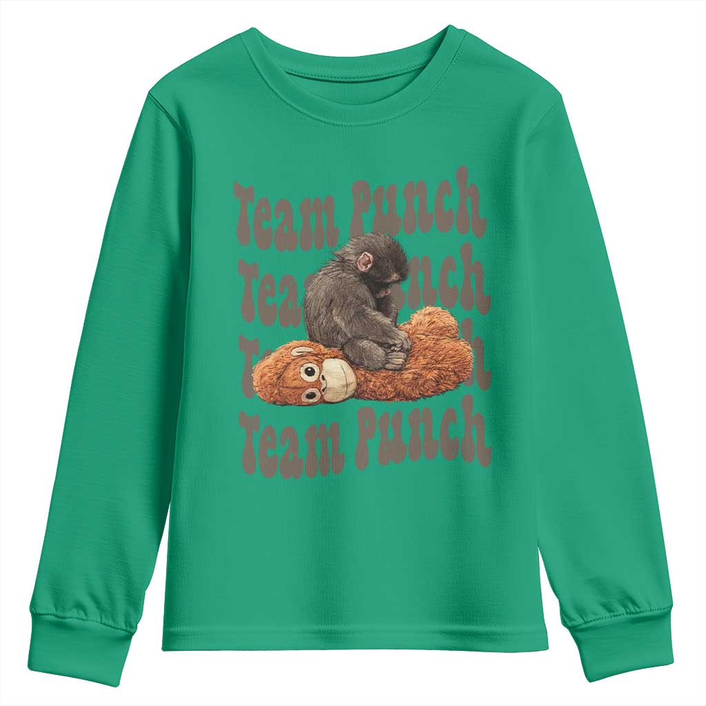 Team Punch Monkey Youth Sweatshirt Baby Monkey And Plush Toy Viral