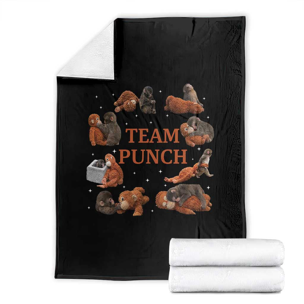 Team Punch Monkey Throw Blanket Viral Baby Monkey Meme