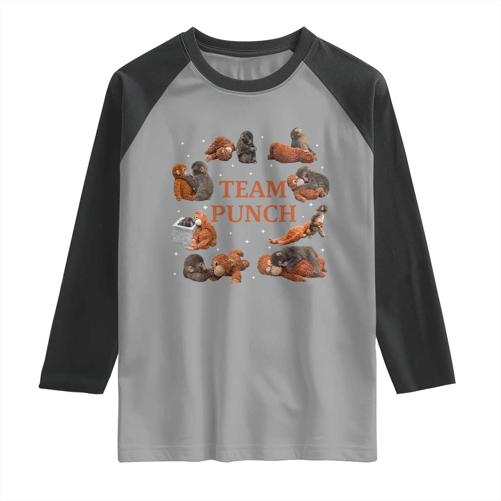 Team Punch Monkey Raglan Shirt Viral Baby Monkey Meme