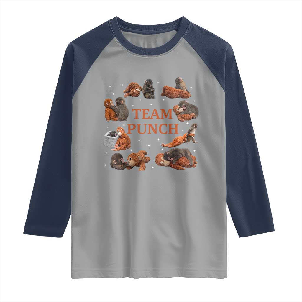 Team Punch Monkey Raglan Shirt Viral Baby Monkey Meme