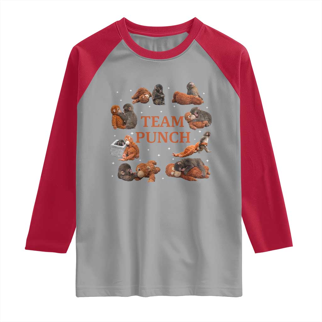 Team Punch Monkey Raglan Shirt Viral Baby Monkey Meme