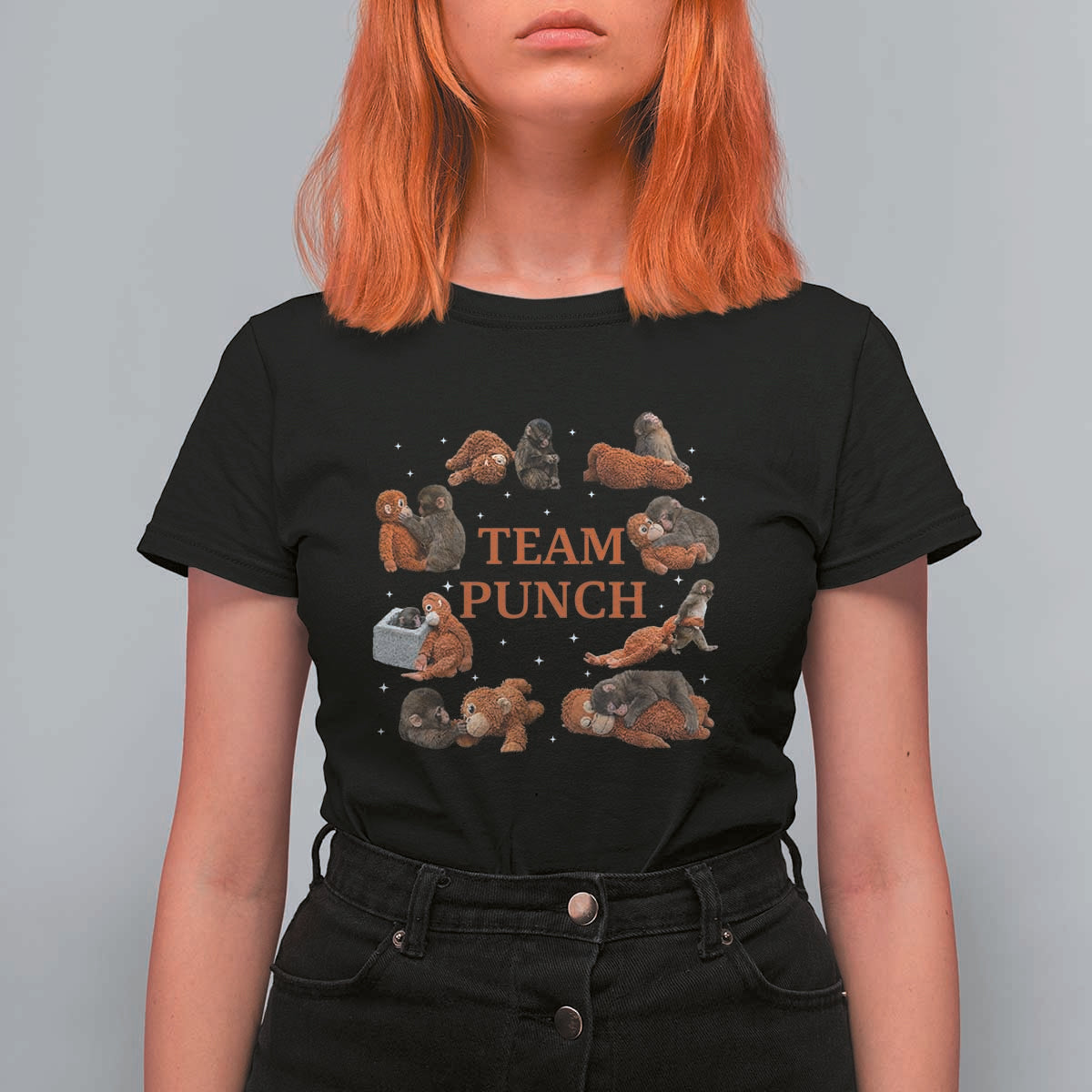 Team Punch Monkey T Shirt For Women Viral Baby Monkey Meme