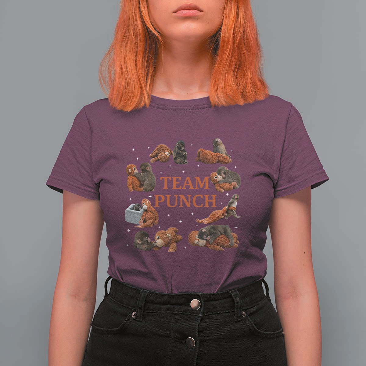 Team Punch Monkey T Shirt For Women Viral Baby Monkey Meme