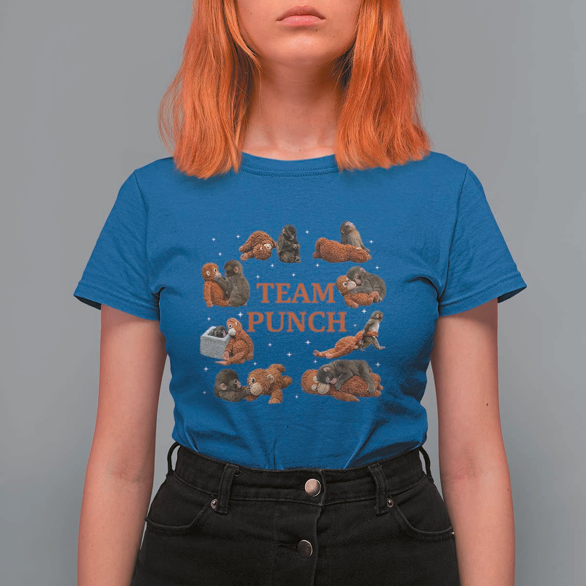 Team Punch Monkey T Shirt For Women Viral Baby Monkey Meme