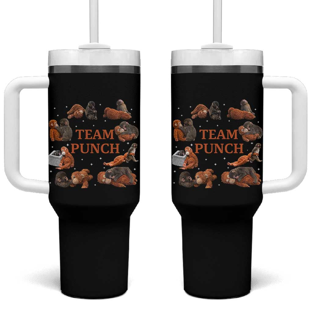 Team Punch Monkey Tumbler With Handle Viral Baby Monkey Meme