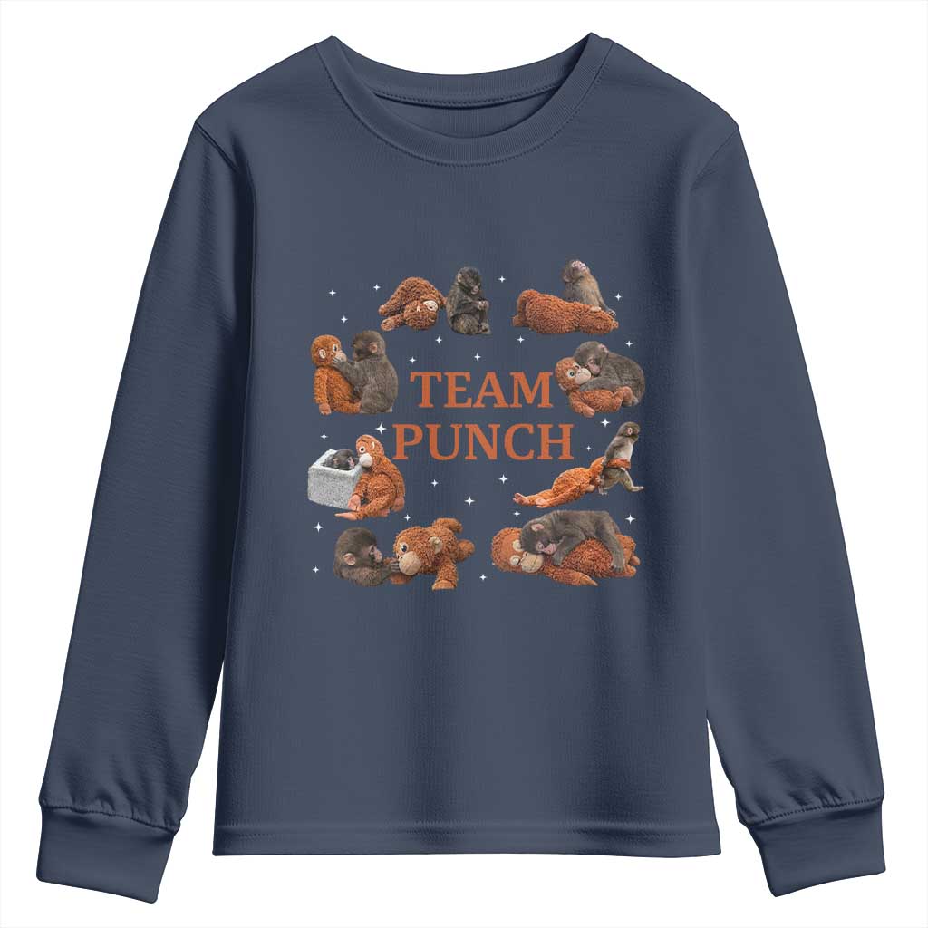 Team Punch Monkey Youth Sweatshirt Viral Baby Monkey Meme