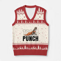Team Punch Monkey V-Neck Knit Sweater Vest Viral Trend Baby Monkey Meme