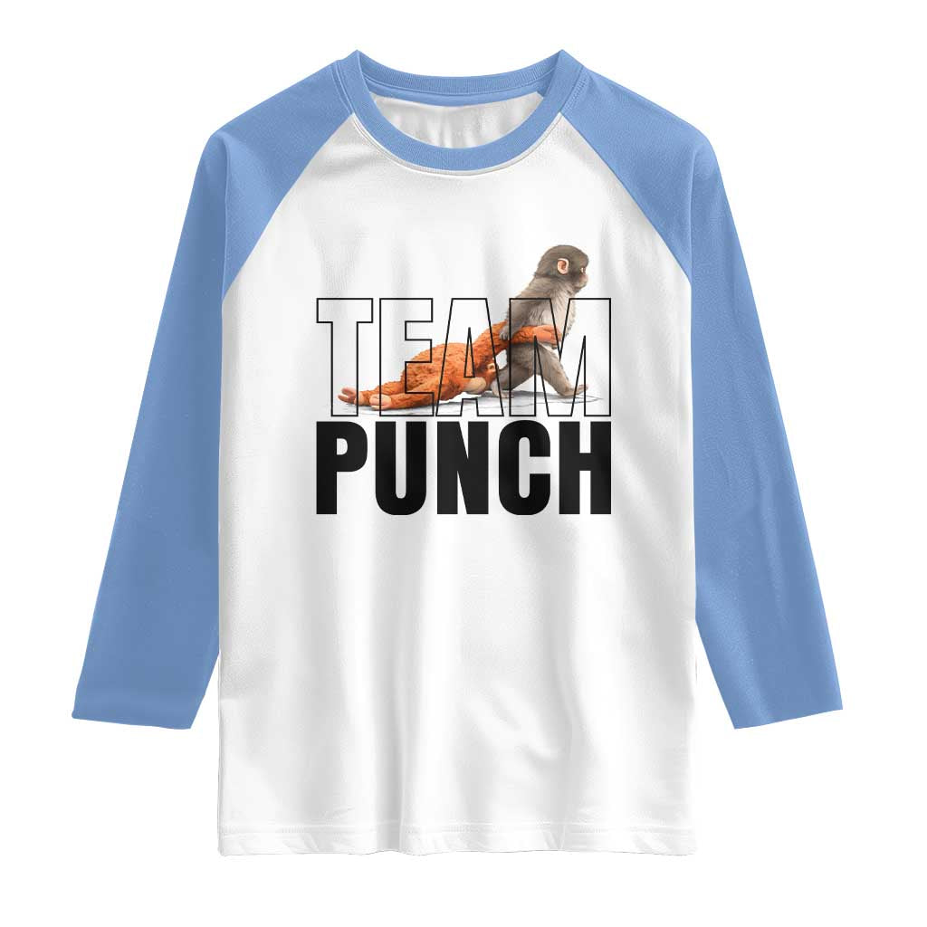 Team Punch Monkey Raglan Shirt Viral Trend Baby Monkey Meme