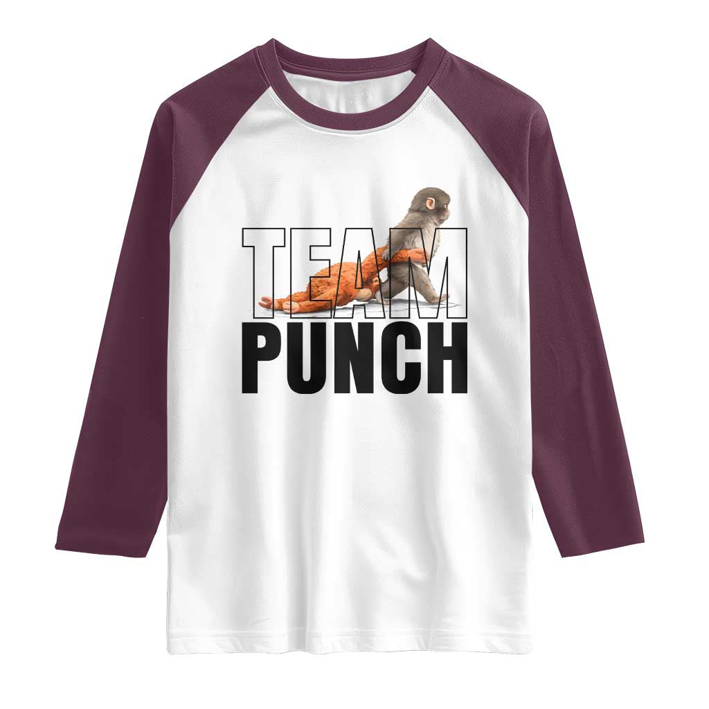 Team Punch Monkey Raglan Shirt Viral Trend Baby Monkey Meme