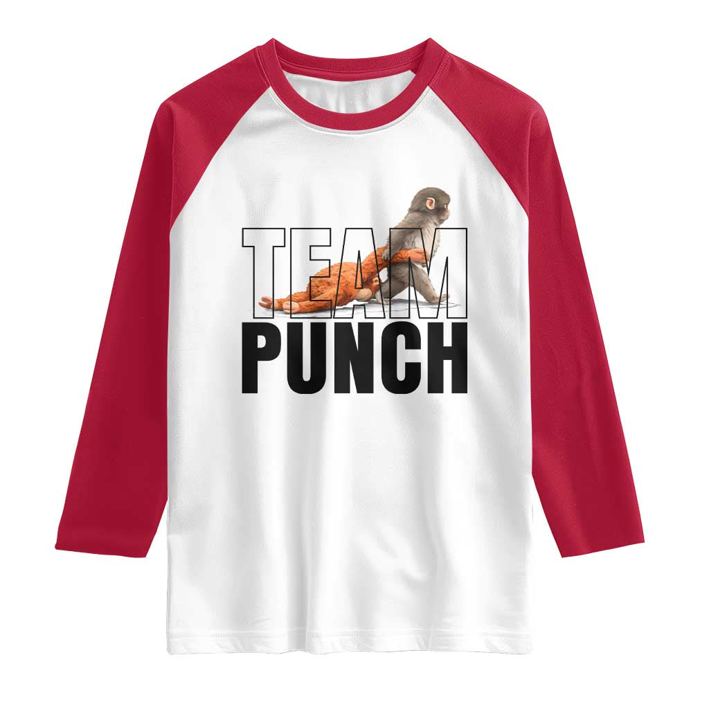Team Punch Monkey Raglan Shirt Viral Trend Baby Monkey Meme