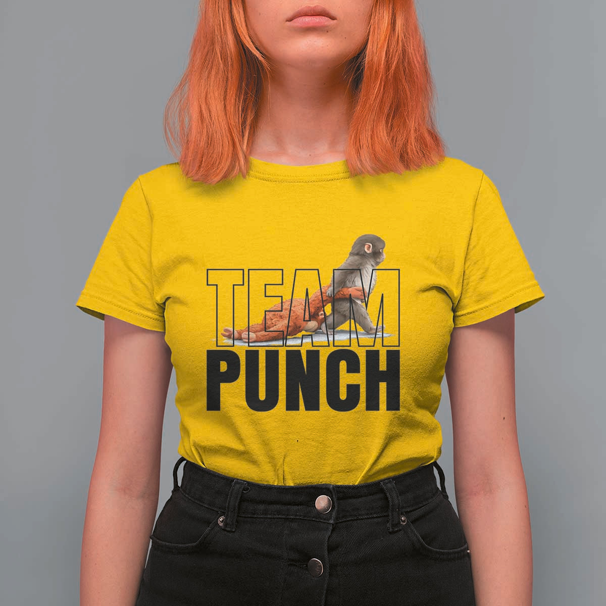 Team Punch Monkey T Shirt For Women Viral Trend Baby Monkey Meme