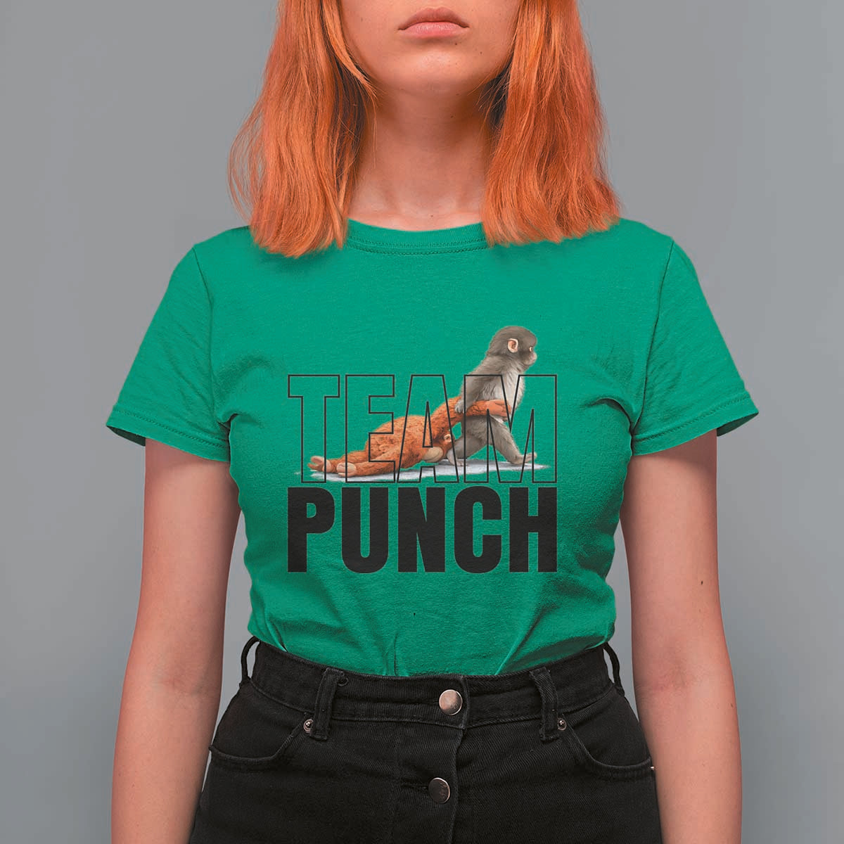 Team Punch Monkey T Shirt For Women Viral Trend Baby Monkey Meme