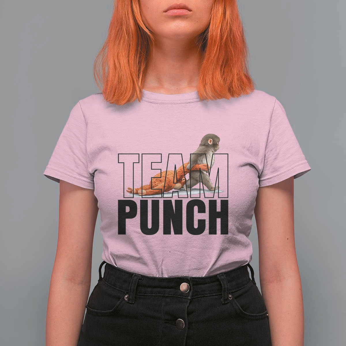 Team Punch Monkey T Shirt For Women Viral Trend Baby Monkey Meme