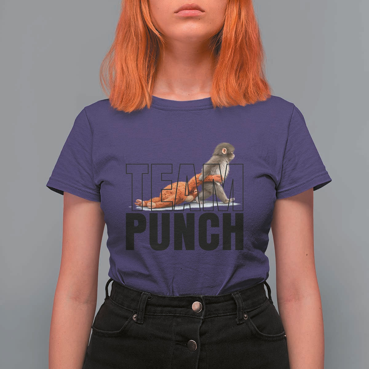 Team Punch Monkey T Shirt For Women Viral Trend Baby Monkey Meme