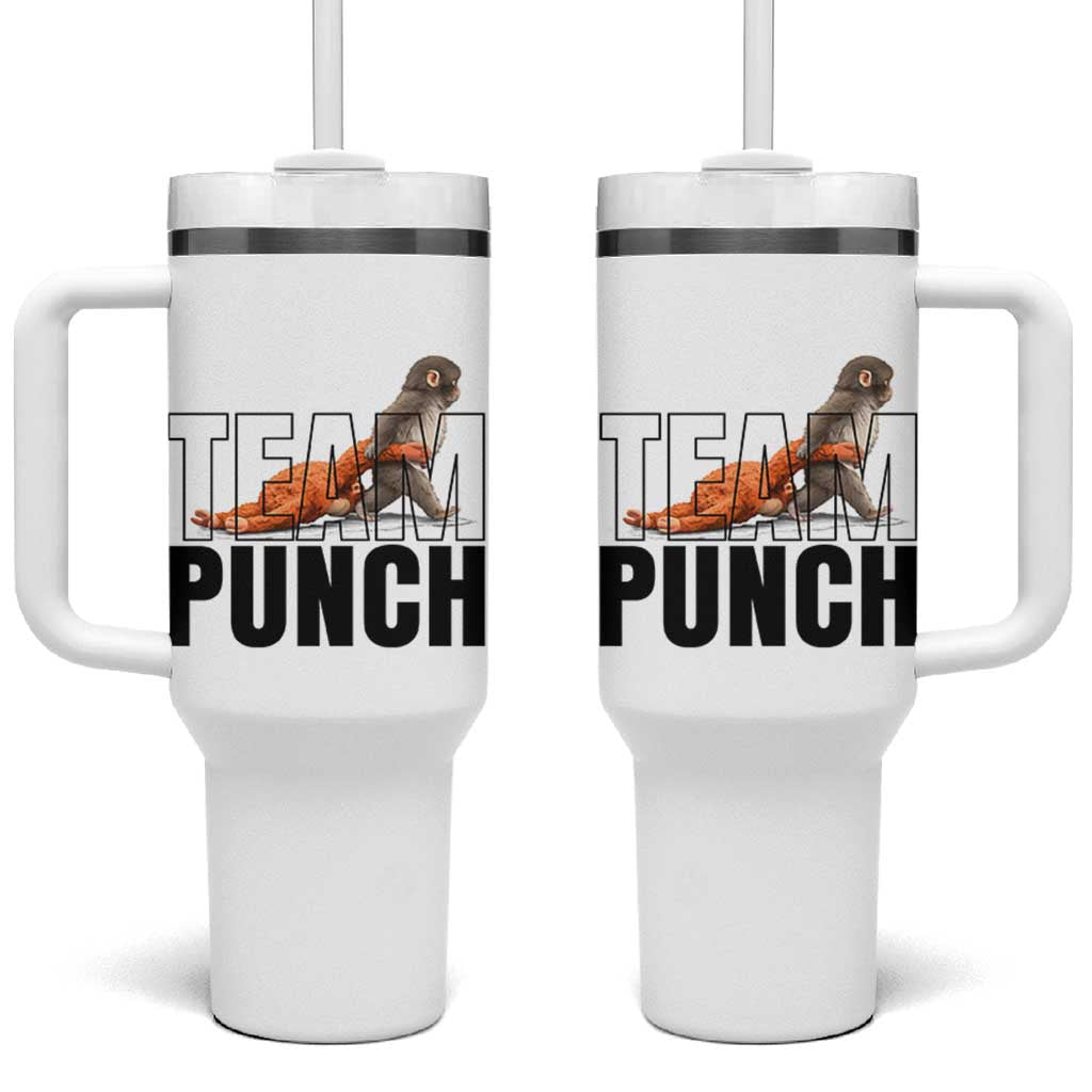 Team Punch Monkey Tumbler With Handle Viral Trend Baby Monkey Meme