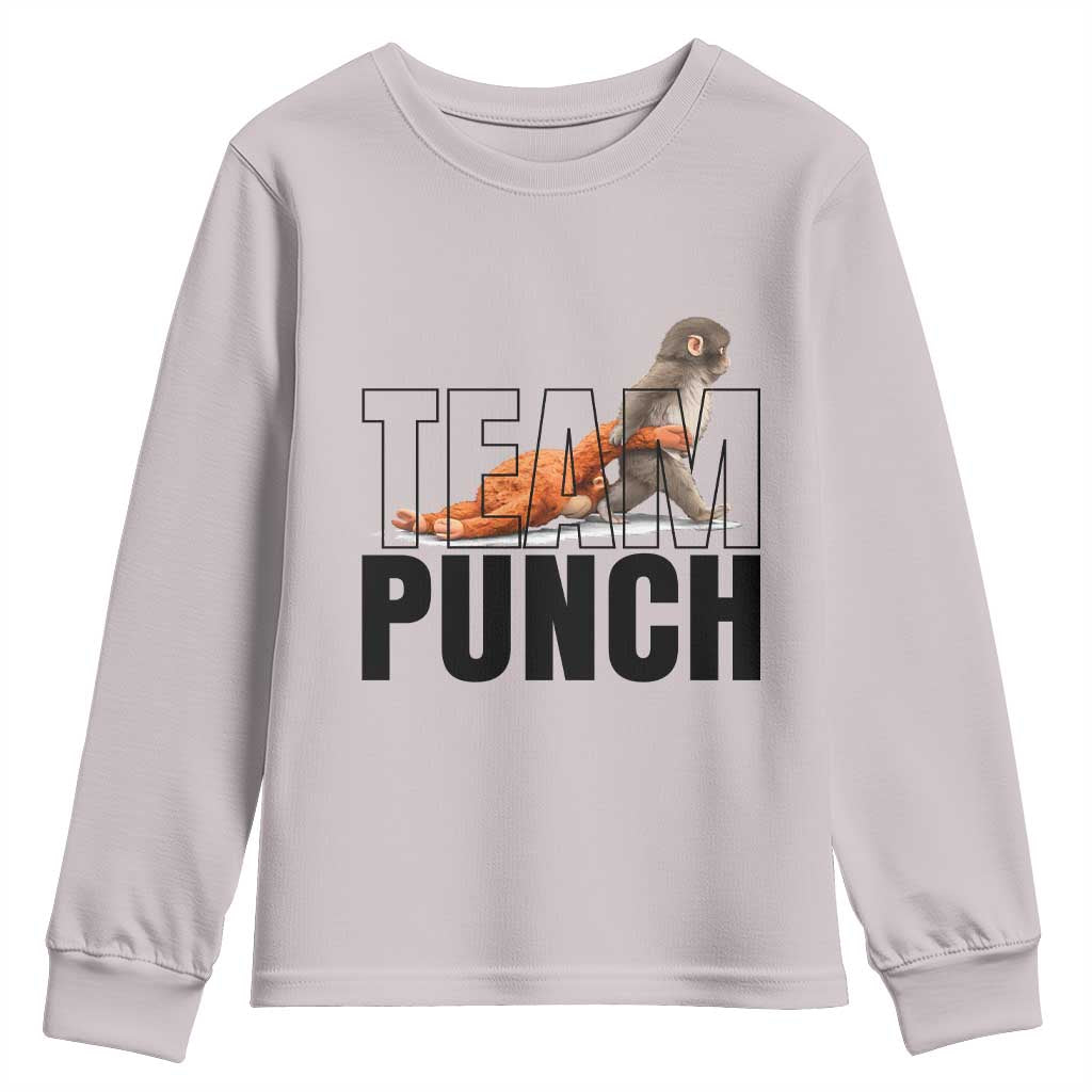 Team Punch Monkey Youth Sweatshirt Viral Trend Baby Monkey Meme