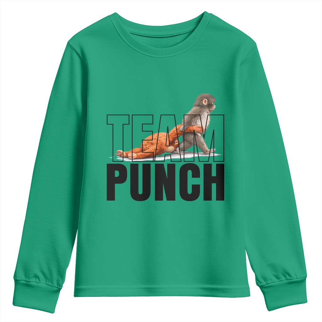 Team Punch Monkey Youth Sweatshirt Viral Trend Baby Monkey Meme