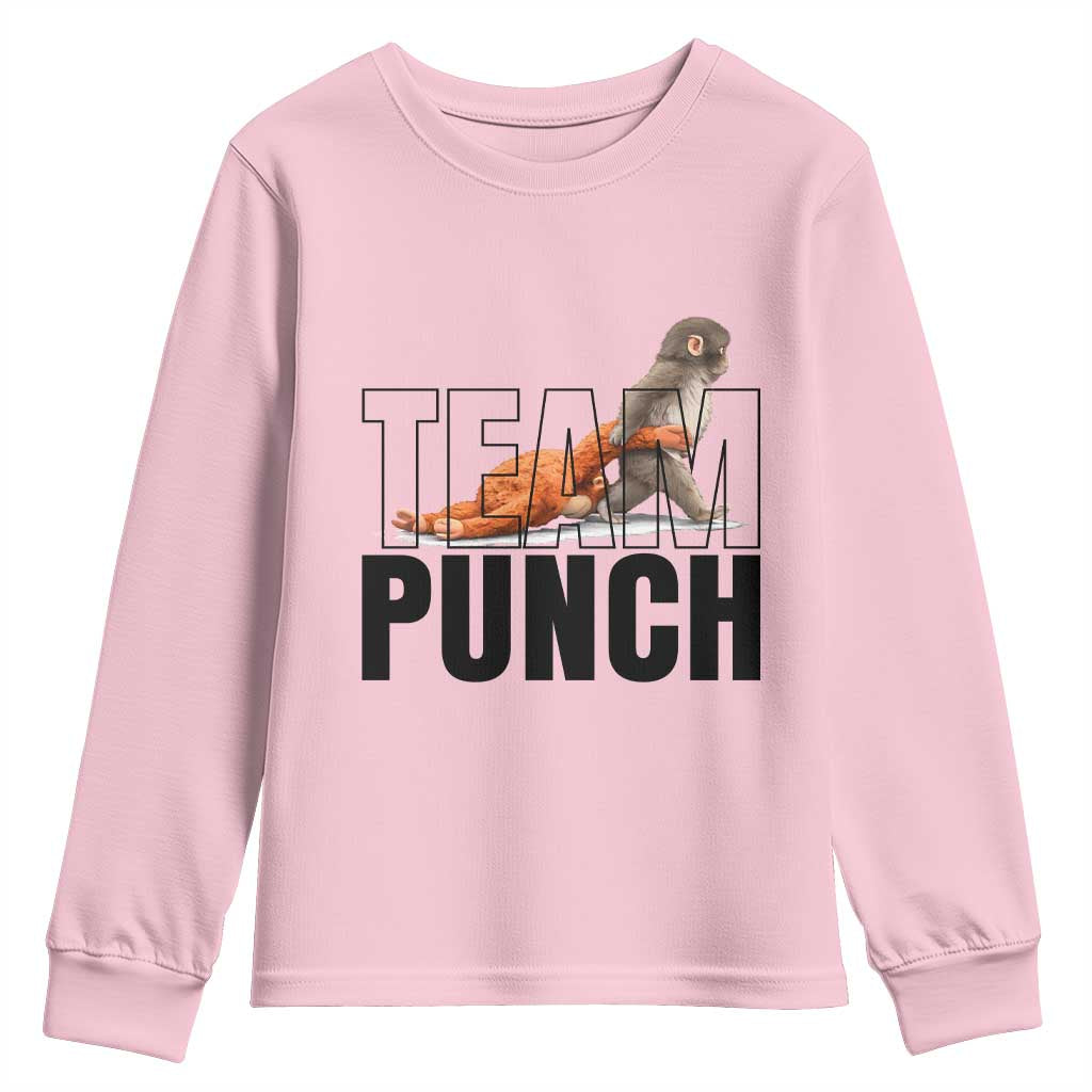 Team Punch Monkey Youth Sweatshirt Viral Trend Baby Monkey Meme
