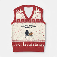 Punch Monkey And Nihilist Penguin Viral V-Neck Knit Sweater Vest Ultimately I Have To Be Brave