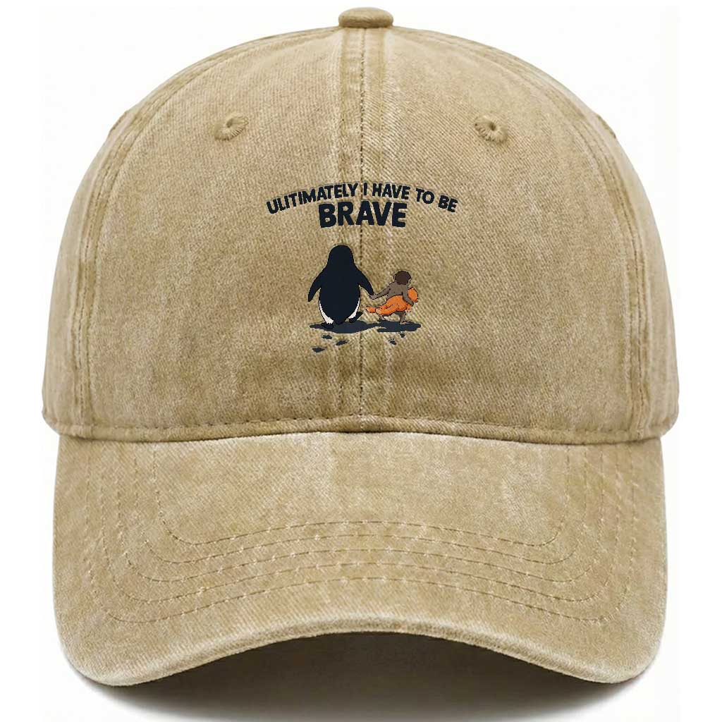 Punch Monkey And Nihilist Penguin Viral Washed Cotton Baseball Cap Ultimately I Have To Be Brave