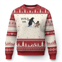 Baby Monkey Punch Viral Trend Ugly Christmas Sweater Hold On