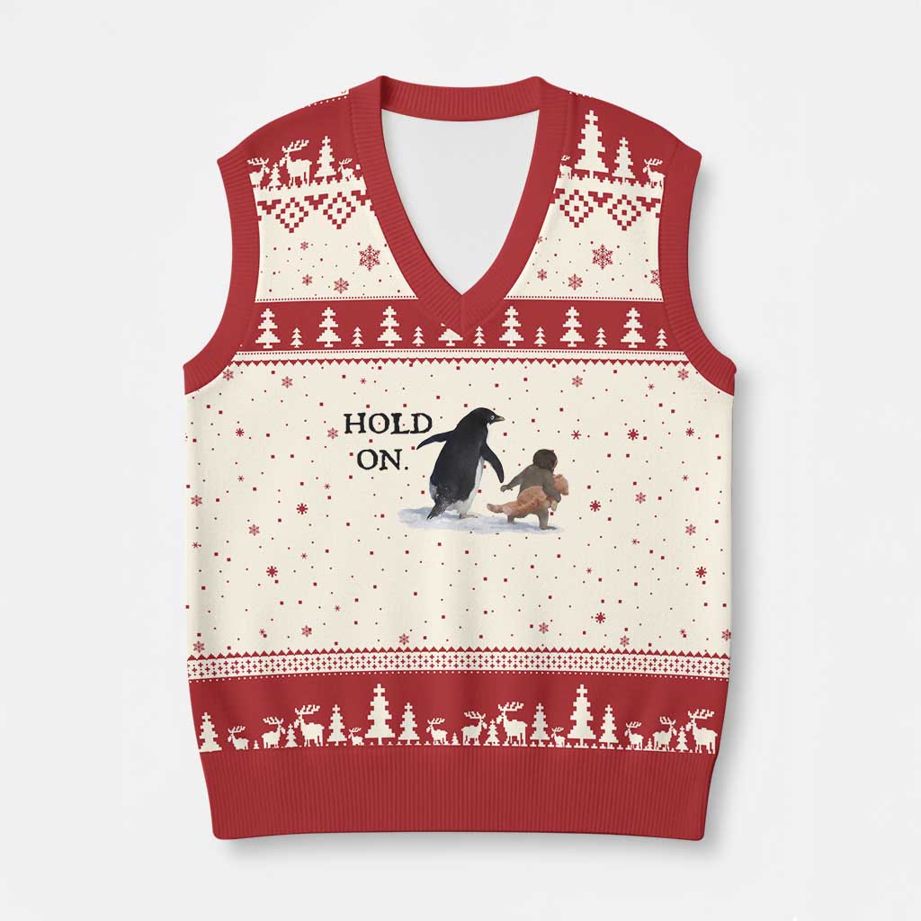 Baby Monkey Punch Viral Trend V-Neck Knit Sweater Vest Hold On