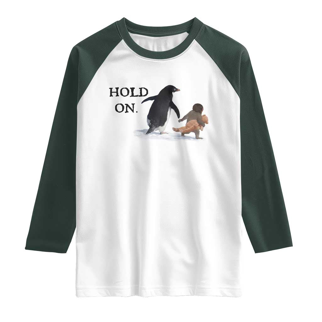 Baby Monkey Punch Viral Trend Raglan Shirt Hold On