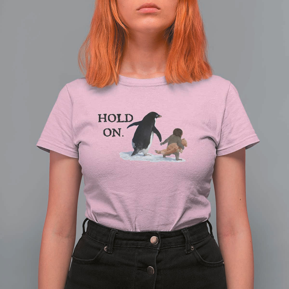 Baby Monkey Punch Viral Trend T Shirt For Women Hold On