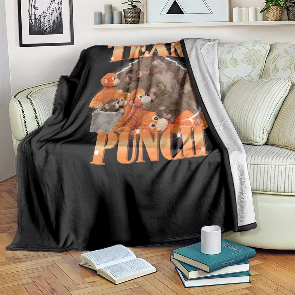 Viral Punch Monkey Throw Blanket Cute Baby Monkey With Plush Toy Meme