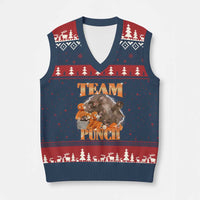 Viral Punch Monkey V-Neck Knit Sweater Vest Cute Baby Monkey With Plush Toy Meme