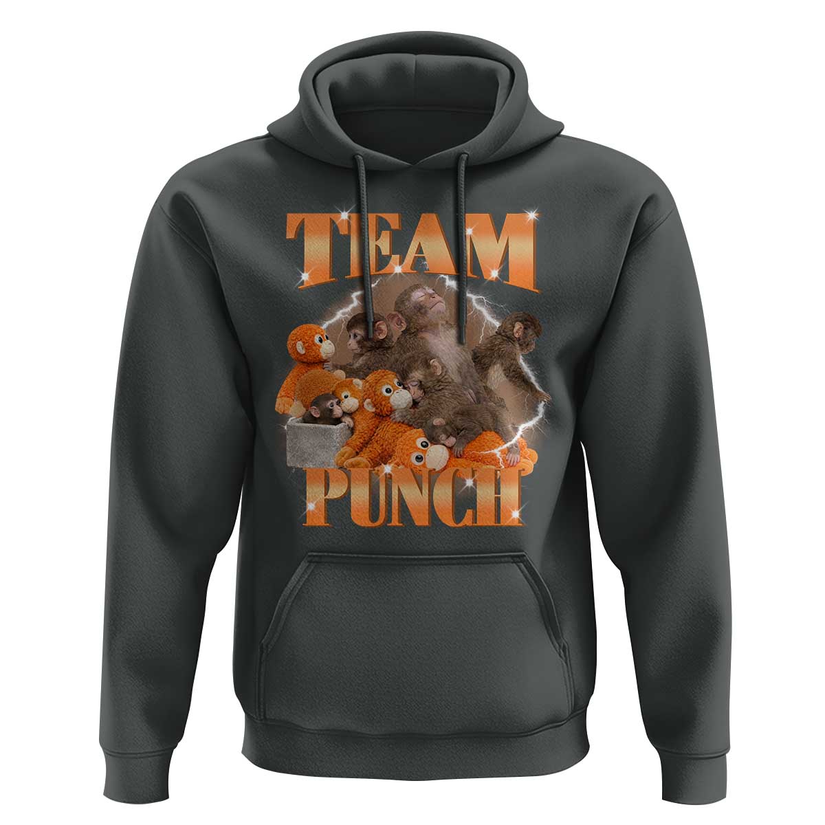 Viral Punch Monkey Hoodie Cute Baby Monkey With Plush Toy Meme
