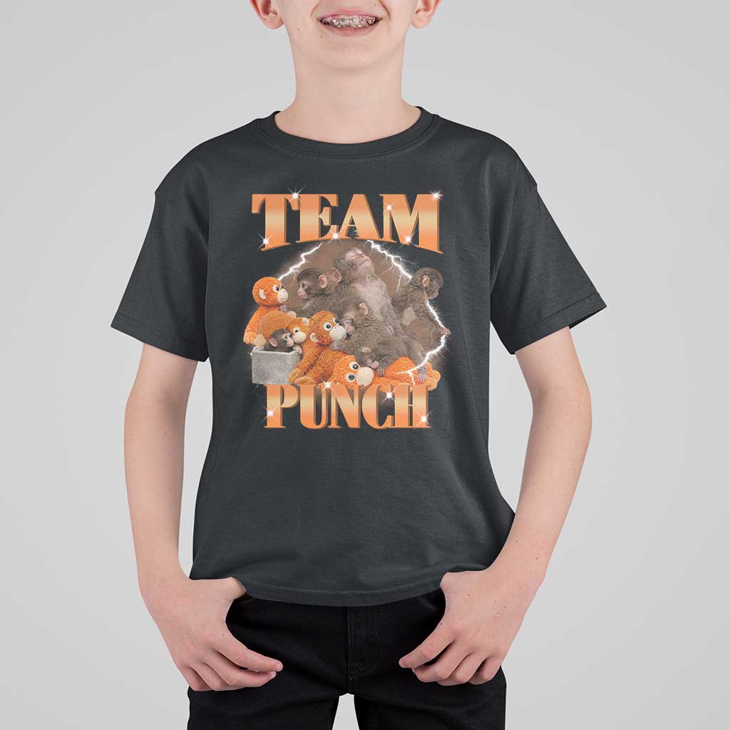 Viral Punch Monkey T Shirt For Kid Cute Baby Monkey With Plush Toy Meme