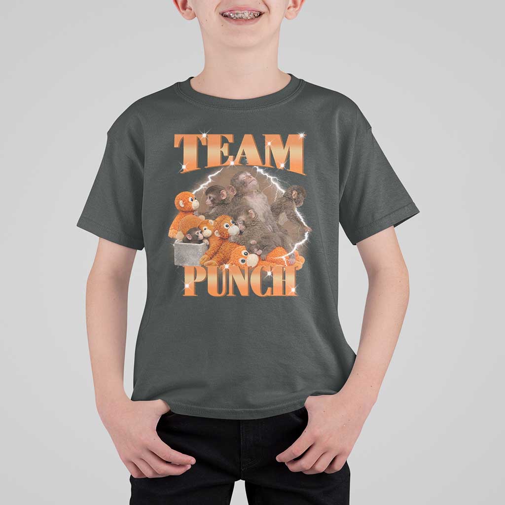 Viral Punch Monkey T Shirt For Kid Cute Baby Monkey With Plush Toy Meme