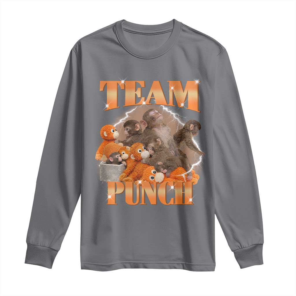 Viral Punch Monkey Long Sleeve Shirt Cute Baby Monkey With Plush Toy Meme